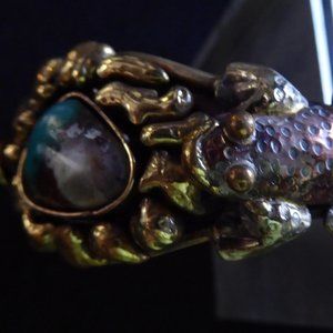 WIMSICAL TWO-FROG CUFF BY MEXICAN ARTISAN